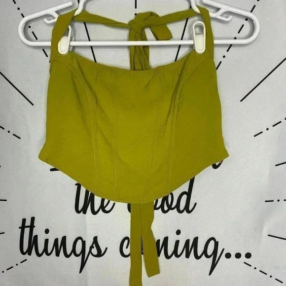 Pretty Little Thing Shape Lime Halter neck Tie Detail Corset - Picture 3 of 7